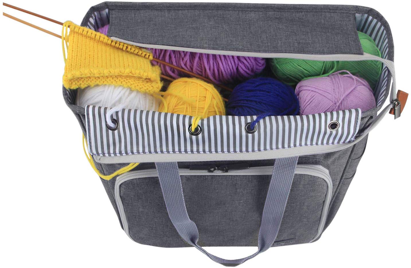 Knitting Tote Bag, Yarn Storage Bag for Carrying Projects, Knitting Needles, Crochet Hooks and Other Accessories - Image 2