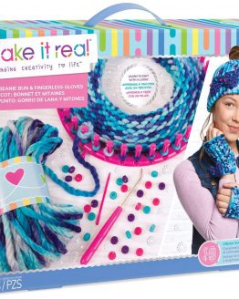 Make It Real - Knitting: Beanie Bun and Gloves. DIY Arts and Crafts Kit