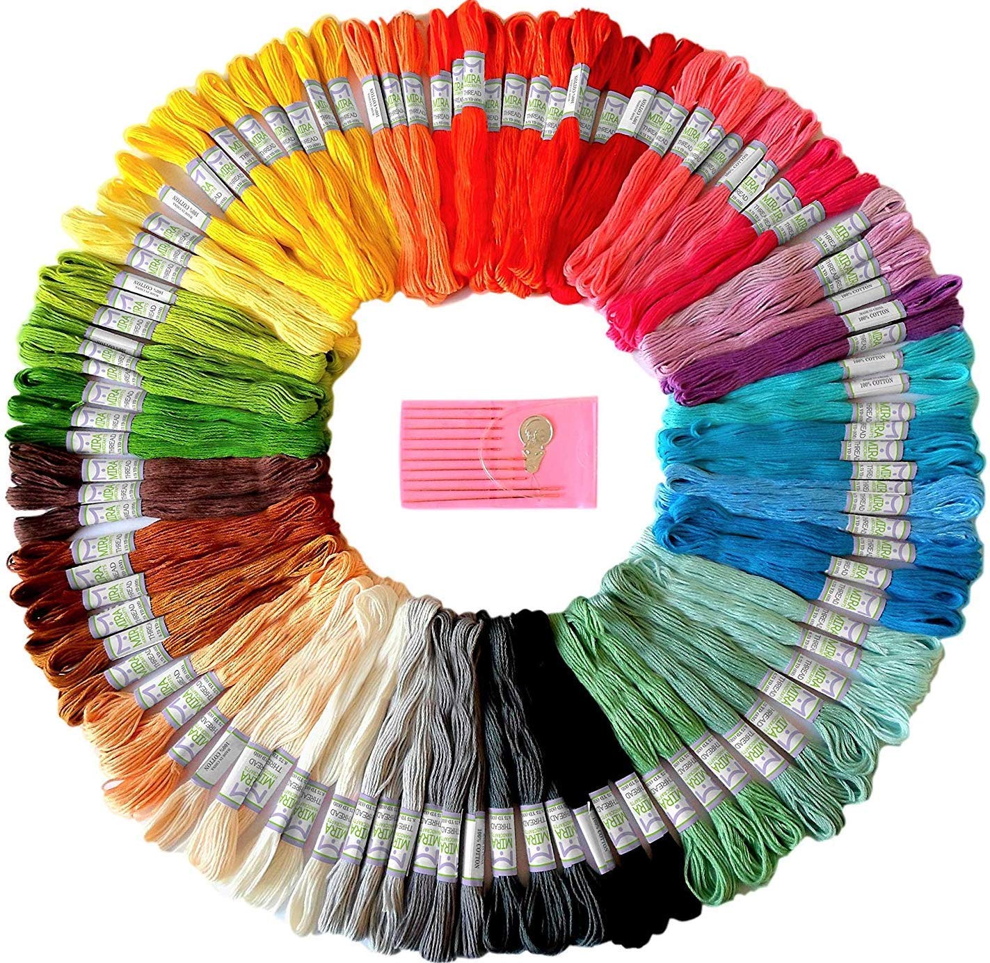 Premium Rainbow Color Embroidery Floss - Cross Stitch Threads - Friendship Bracelets Floss - Crafts Floss - 105 Skeins Per Pack