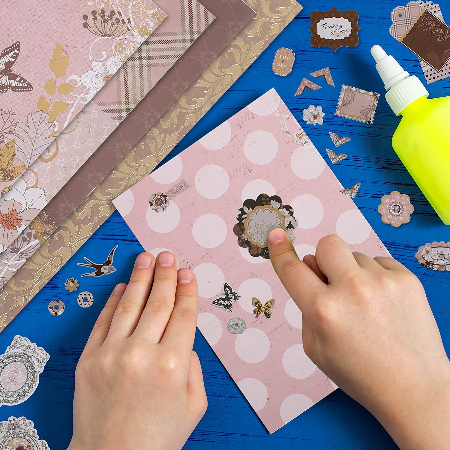 D.I.Y Vintage Scrapbook Kits for Adults & Kids, Hardcover Scrapbook Album Including Stationery Set - Image 3