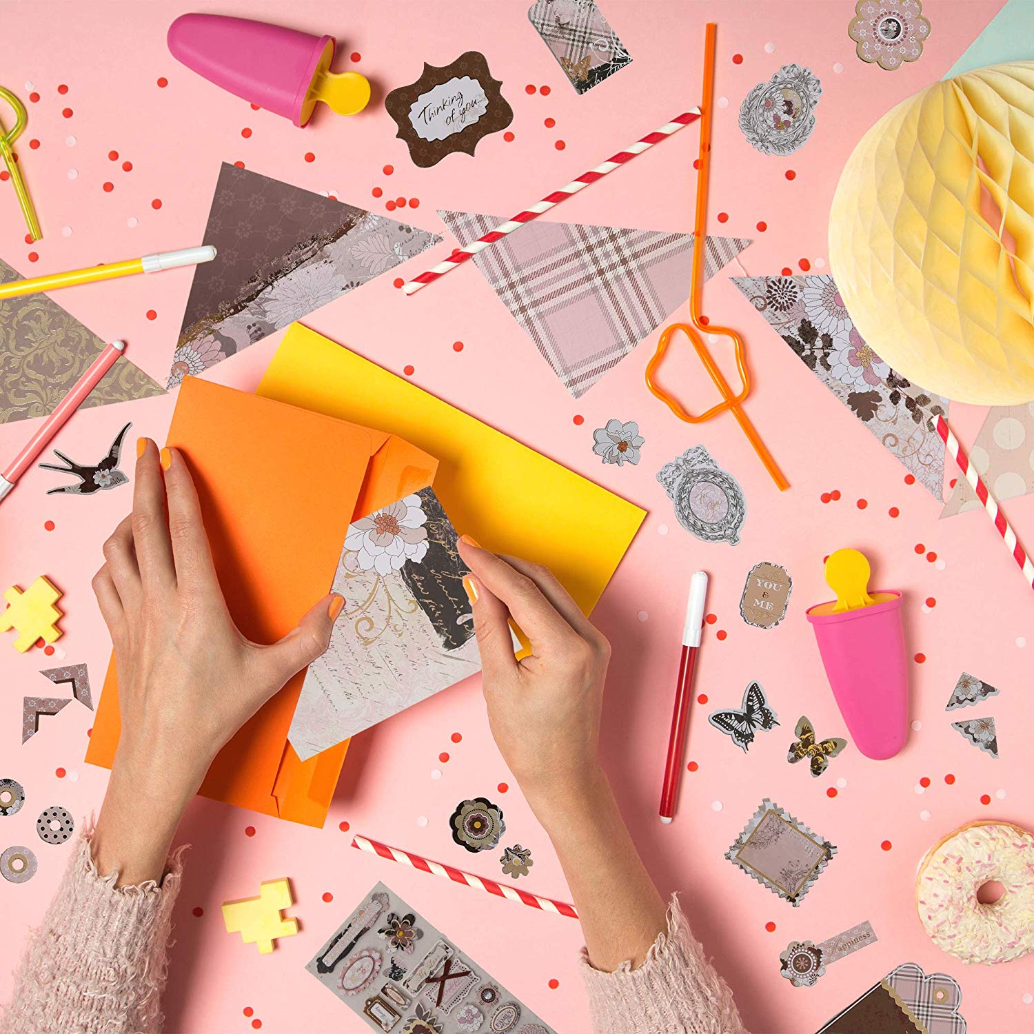 D.I.Y Vintage Scrapbook Kits for Adults & Kids, Hardcover Scrapbook Album Including Stationery Set - Image 2