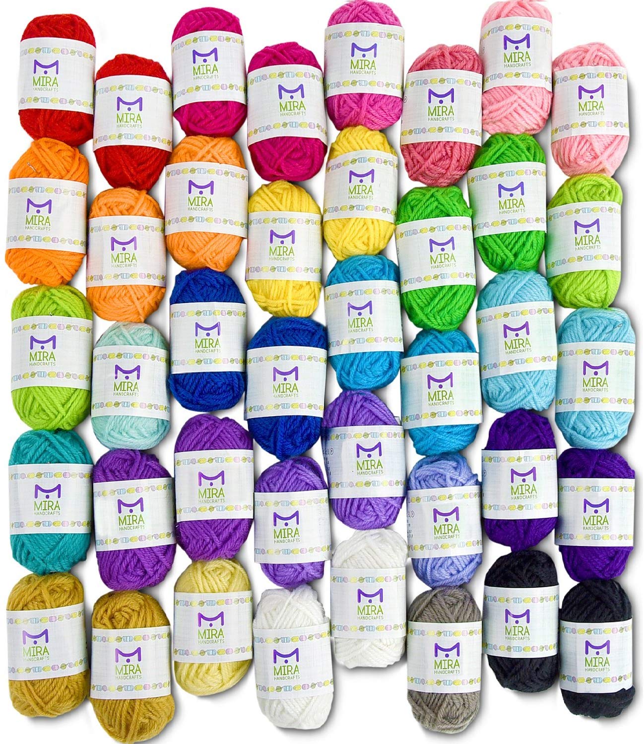 Mira Handcrafts 40 Assorted Colors Acrylic Yarn Skeins