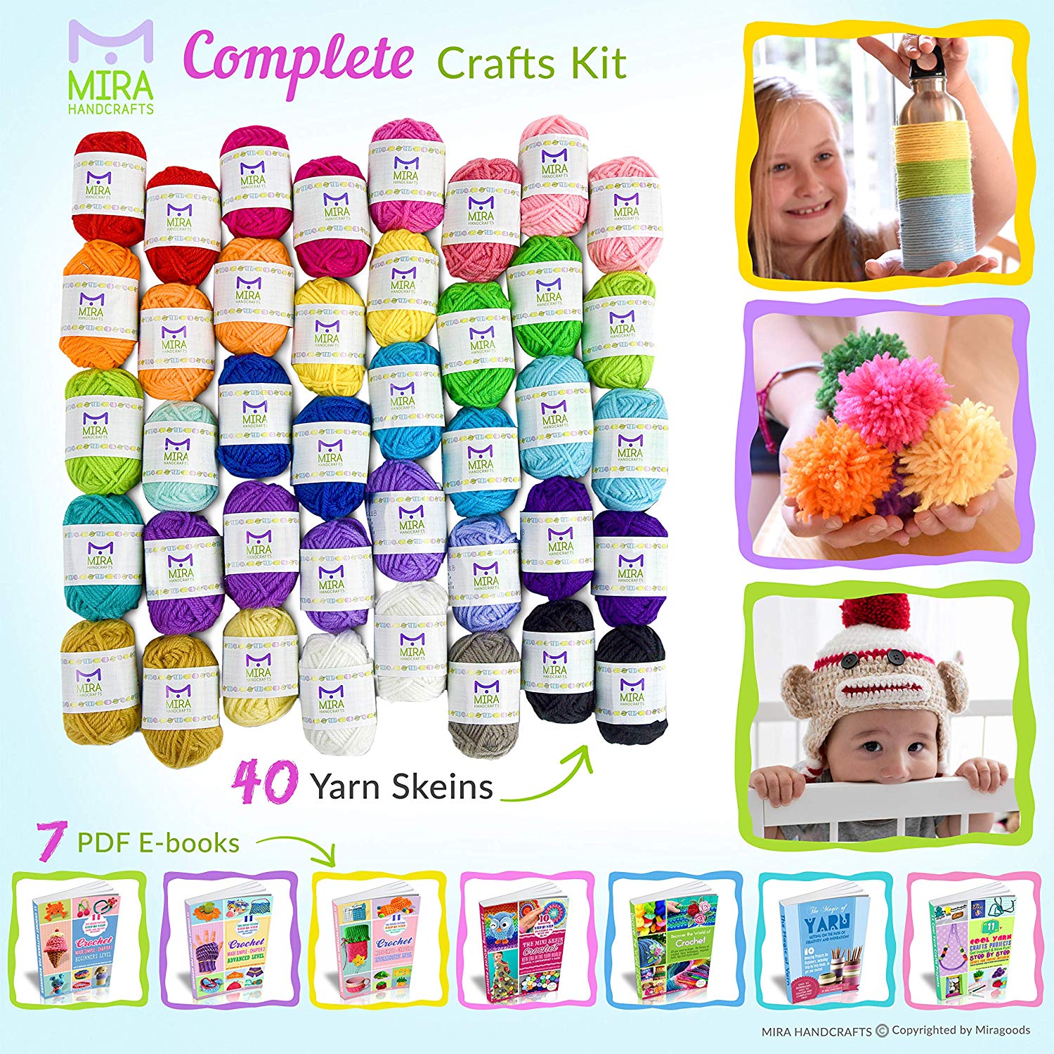 Mira Handcrafts 40 Assorted Colors Acrylic Yarn Skeins - Image 2