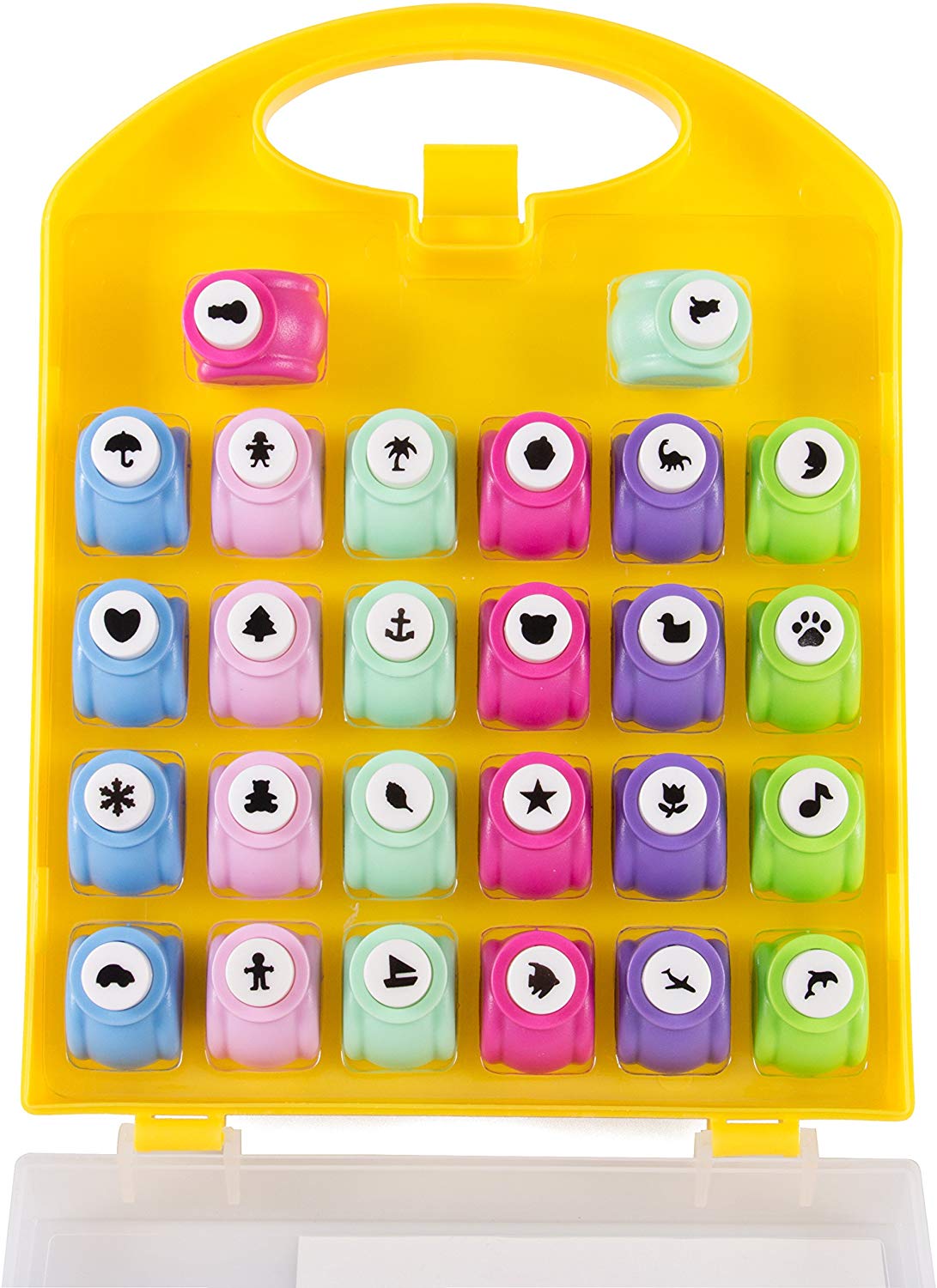 Scrapbook Paper Punch - 26pc Mini Paper Hole Punchers w Case - All Different Crafting Designs