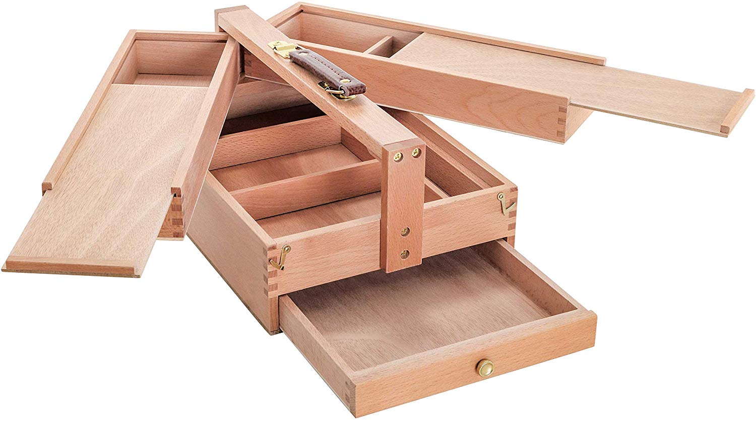 Large Multi-Function Wooden Artist Tool & Brush Storage Box