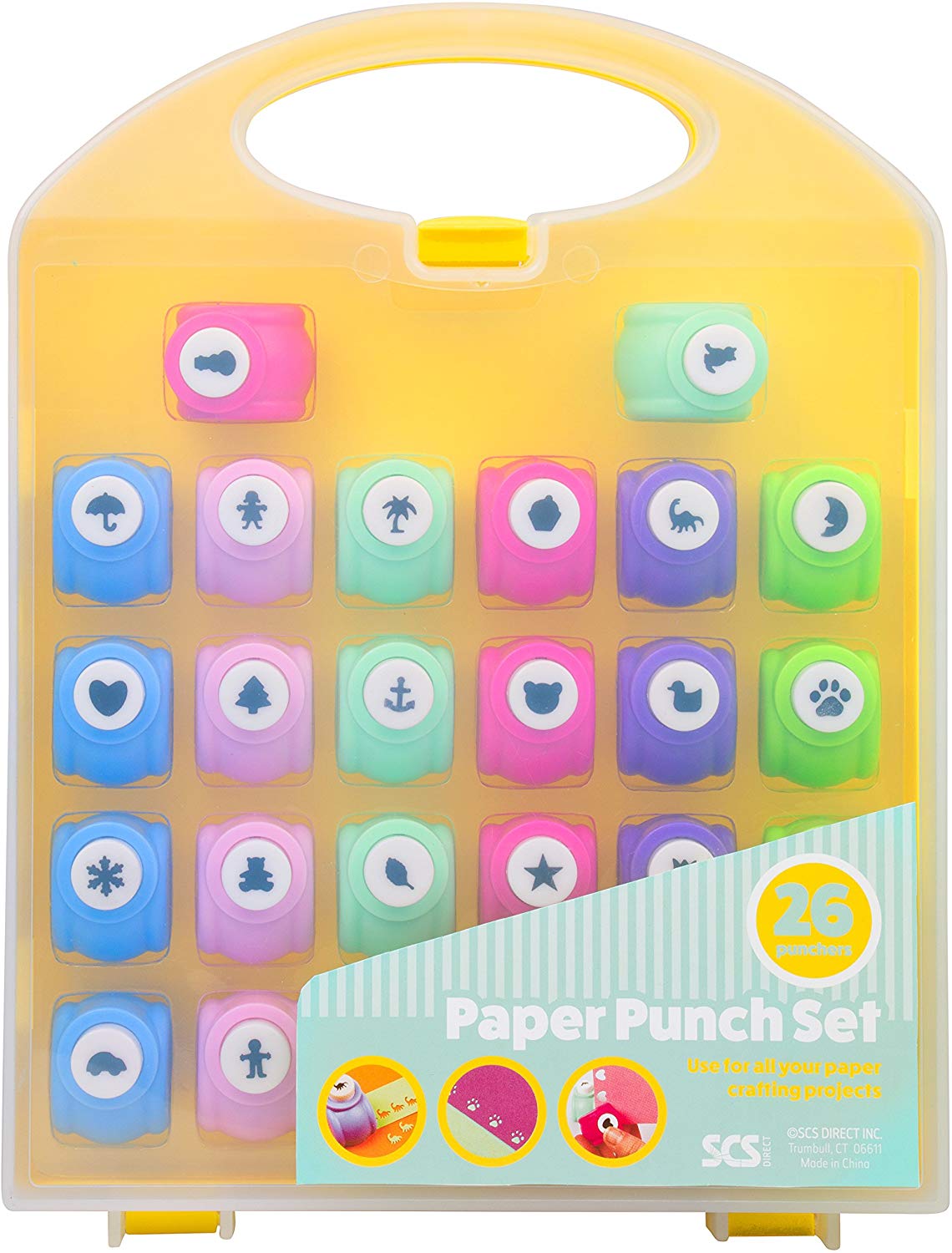 Scrapbook Paper Punch - 26pc Mini Paper Hole Punchers w Case - All Different Crafting Designs - Image 2