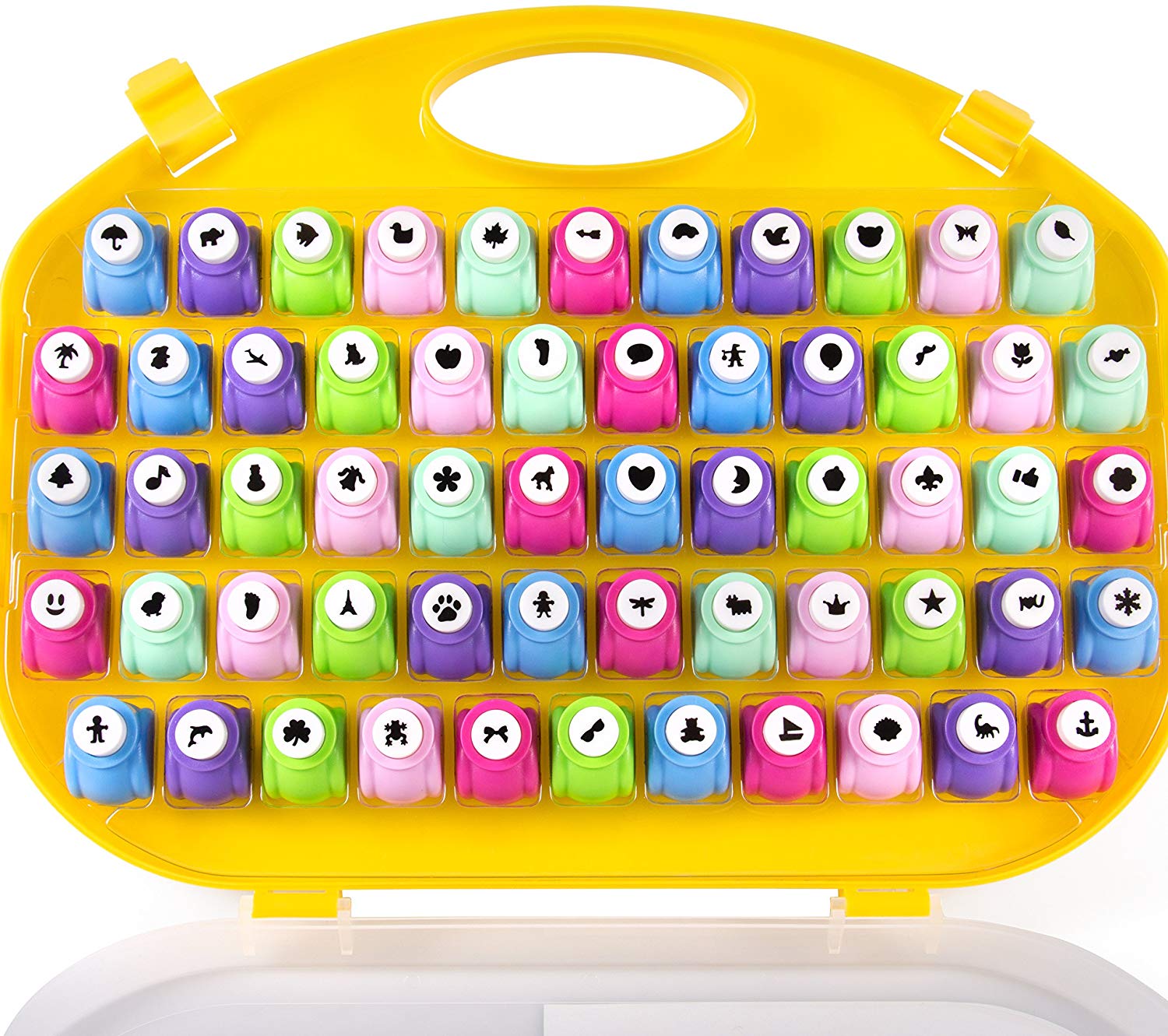 Scrapbook Paper Punch - 58pc Mini Paper Hole Punchers w Case - All Different Crafting Designs