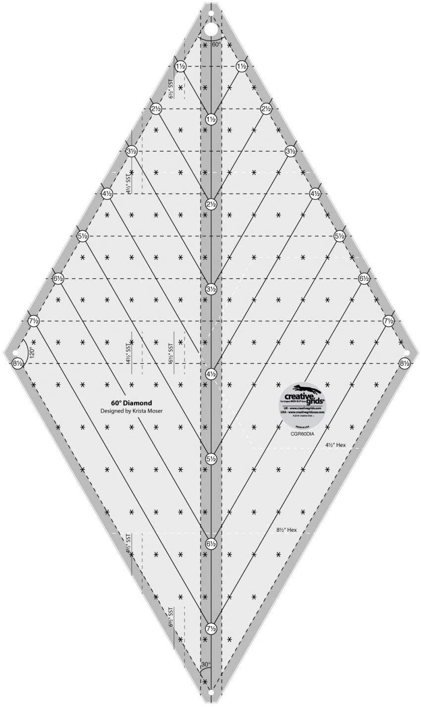Creative Grids 60-Degree Diamond Quilting Ruler Template Designed by Krista Moser